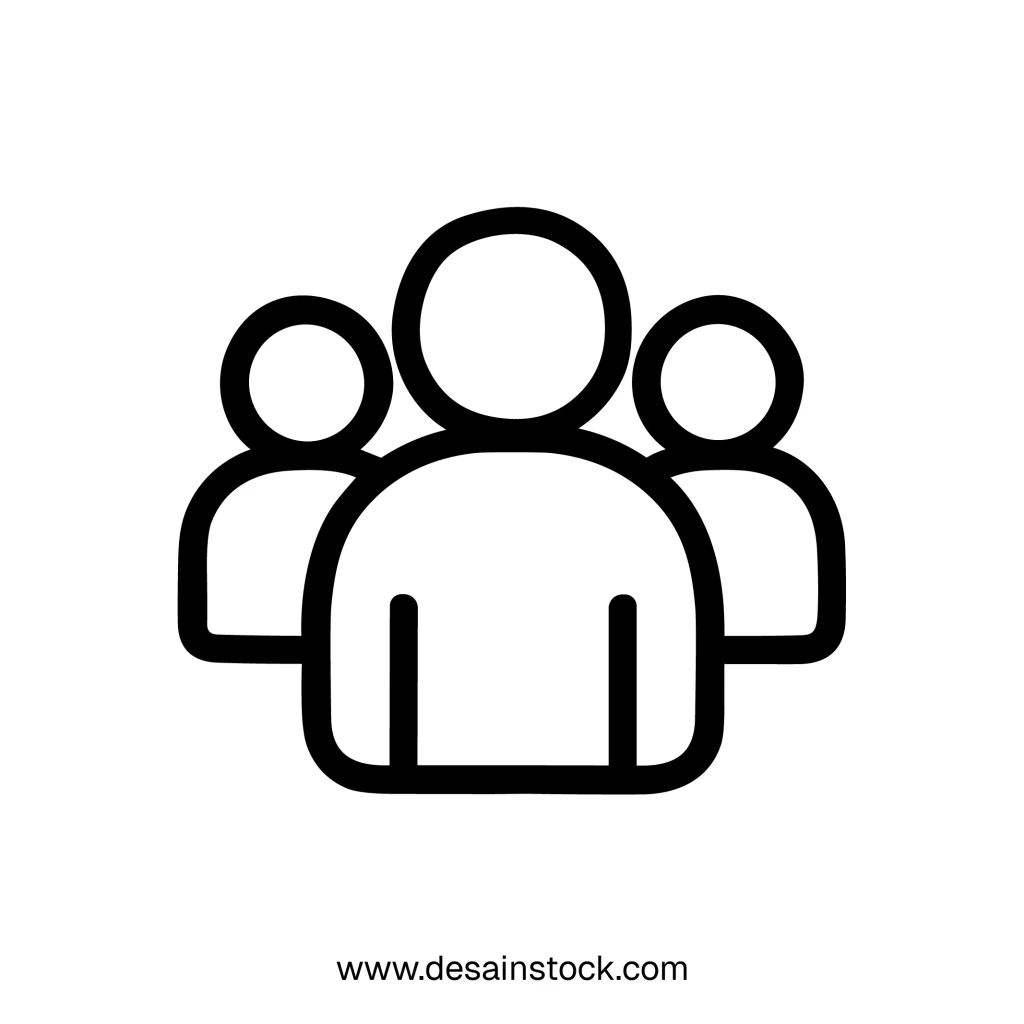Simple Line Group of People Circle Head Business Team Icon
