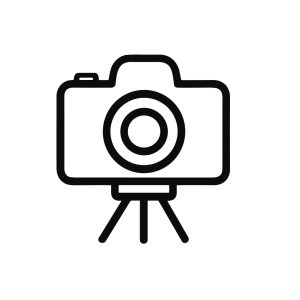 Minimalist Outline Camera on Tripod Simple Equipment Icon Symbol