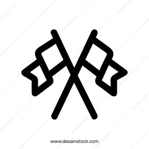 Simple Line Style Intersected Flags Thin Stroke Symbol Icon Element