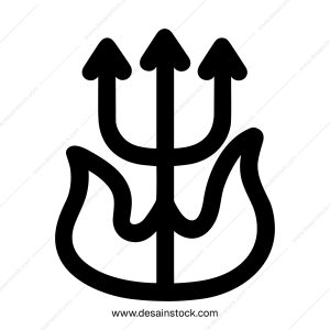 Simple Line Trident with Flame Shape Illustration Graphic Element Icon