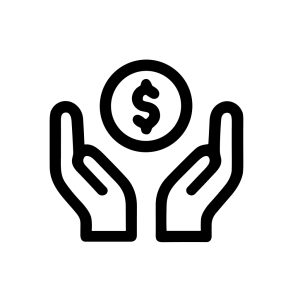 Outline Simple Hands Holding Coin Dollar Sign Icon Illustration