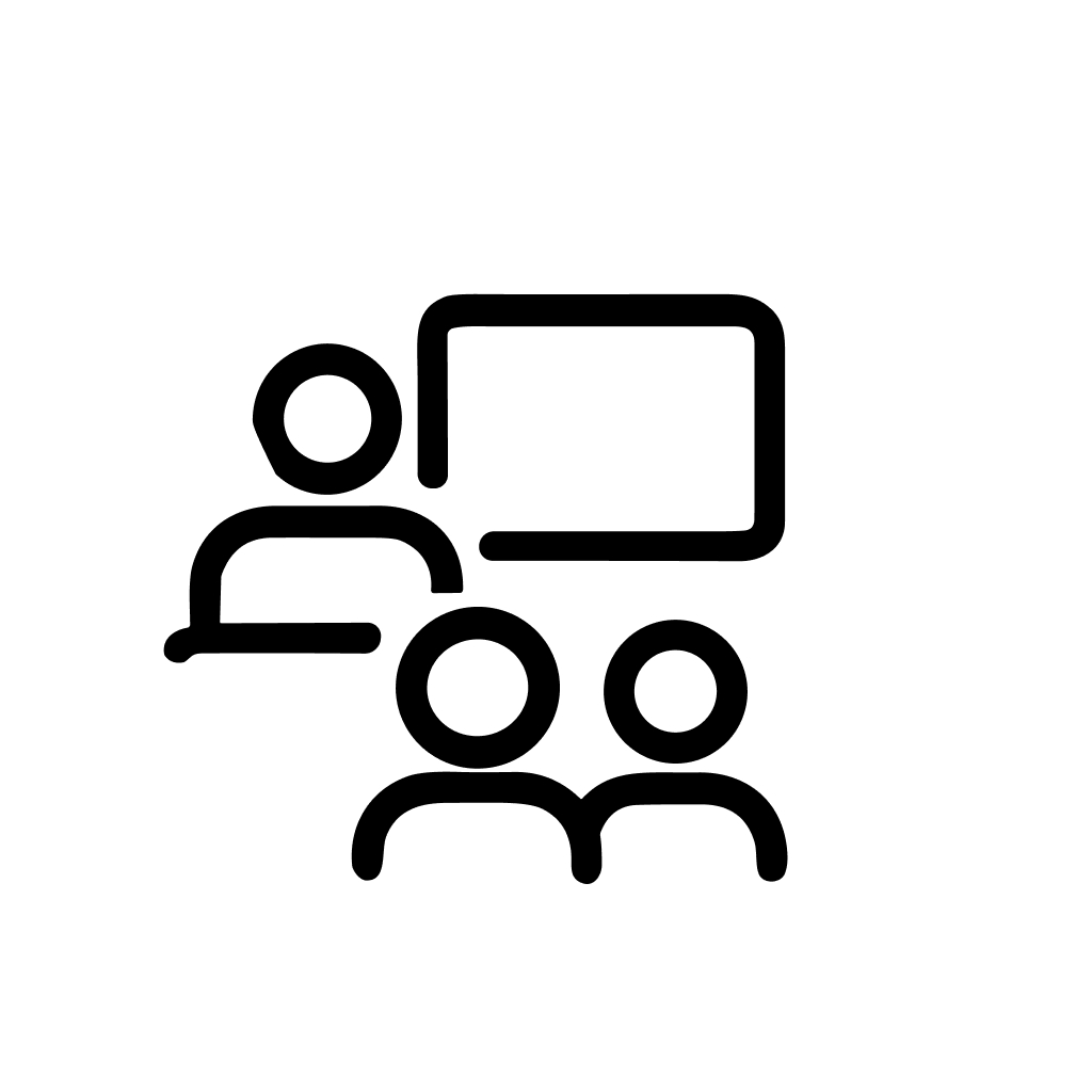 Simple Line Presentation People Group in Meeting or Conference Icon