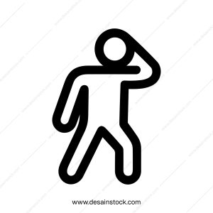 Simple Line Person Looking Away Silhouette Outline Icon Illustration