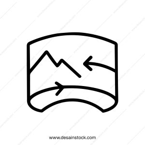 Outline Artistic Folded Sheet Mountain Illustration With Arrow Circulation Icon