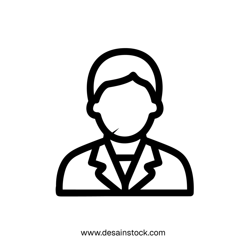 Line Drawing Simple Business Man Avatar Icon Silhouette Shape