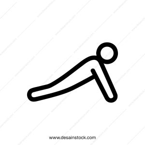 Minimalist Outline Push Up Exercise Silhouette Figure Training Icon