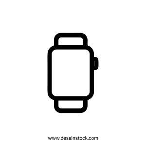 Simple Outline Smartwatch Gadget Timepiece Minimalist Isolated Line Art Illustration