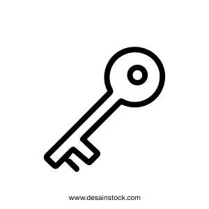 Simple Outline Key Security Access Lock Icon Symbol Sign Element