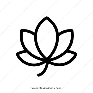 Simple Line Drawing Lotus Flower Outline Graphic Minimalist Design