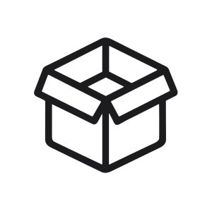 Minimalist Outline Empty Cardboard Box Packaging Container Icon Design