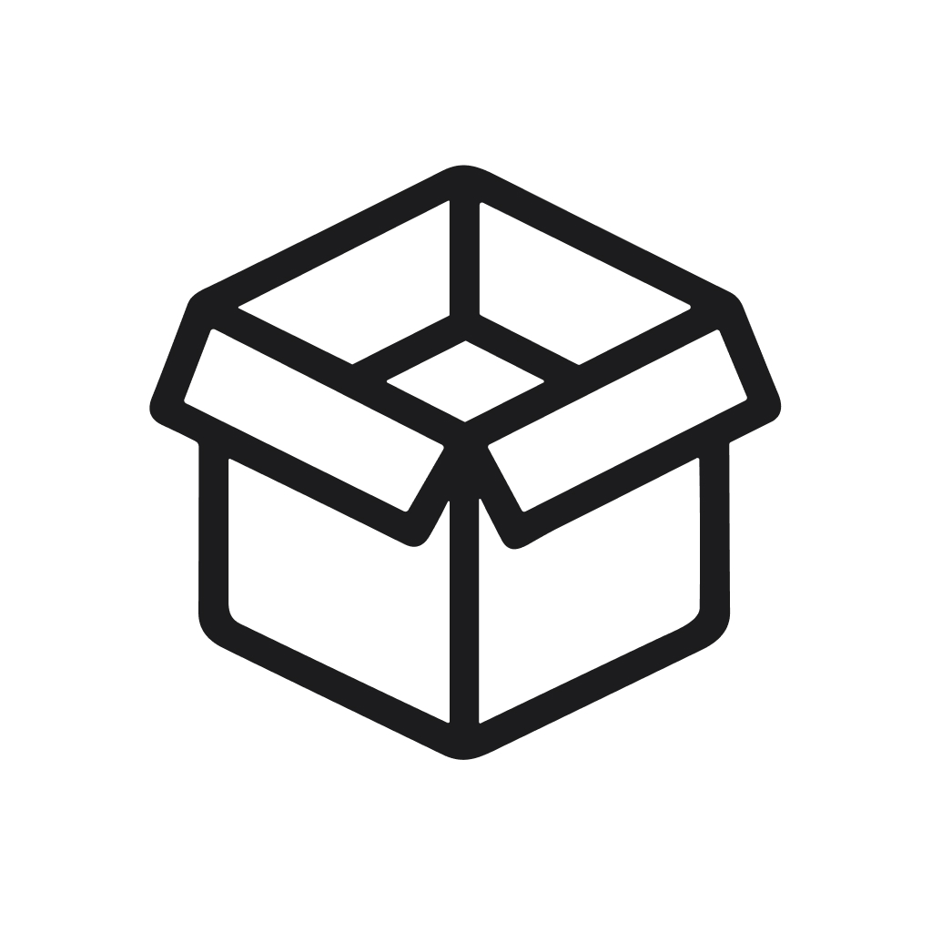 Minimalist Outline Empty Cardboard Box Packaging Container Icon Design