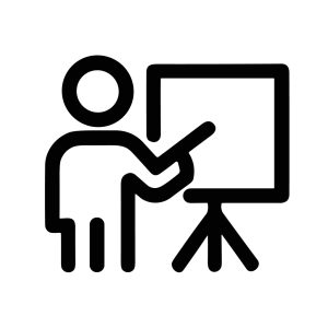Outline Simple Person Presenting at Whiteboard Teaching or Training Icon