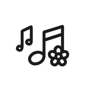 Minimalist Line Drawing Music Note with Floral Detail Icon Symbol