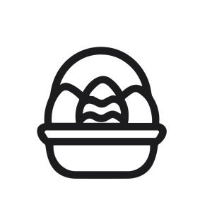 Simple Outline Easter Egg Basket Minimalist Line Drawing Icon Symbol