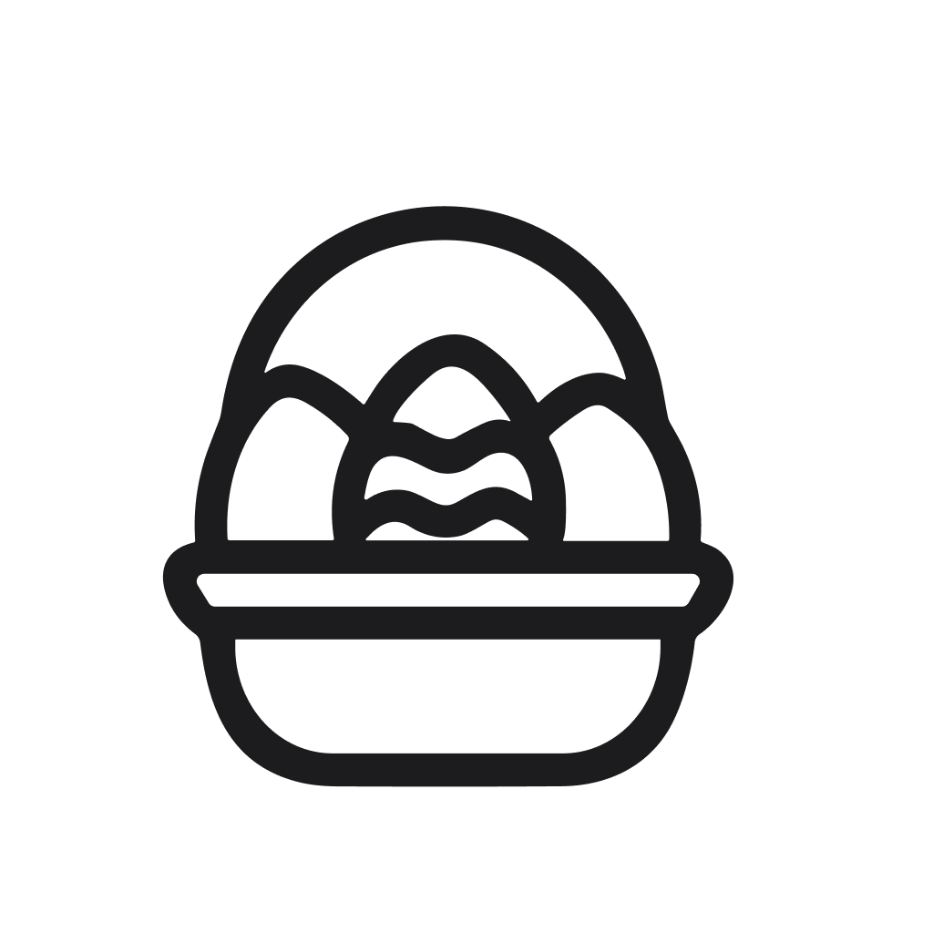 Simple Outline Easter Egg Basket Minimalist Line Drawing Icon Symbol
