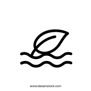 Simple Outline Water Wave and Leaf Ecology Concept Icon Design