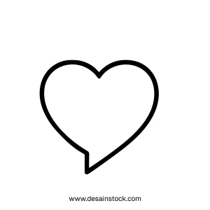 Simple Outline Heart Shaped Speech Bubble Communication Icon Element