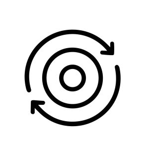 Minimalist Lineart Circle Rotation Arrow Process Flow Diagram Icon