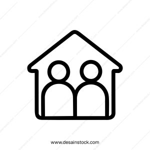 Simple Outline Togetherness Icon of Two People Inside a House Shape