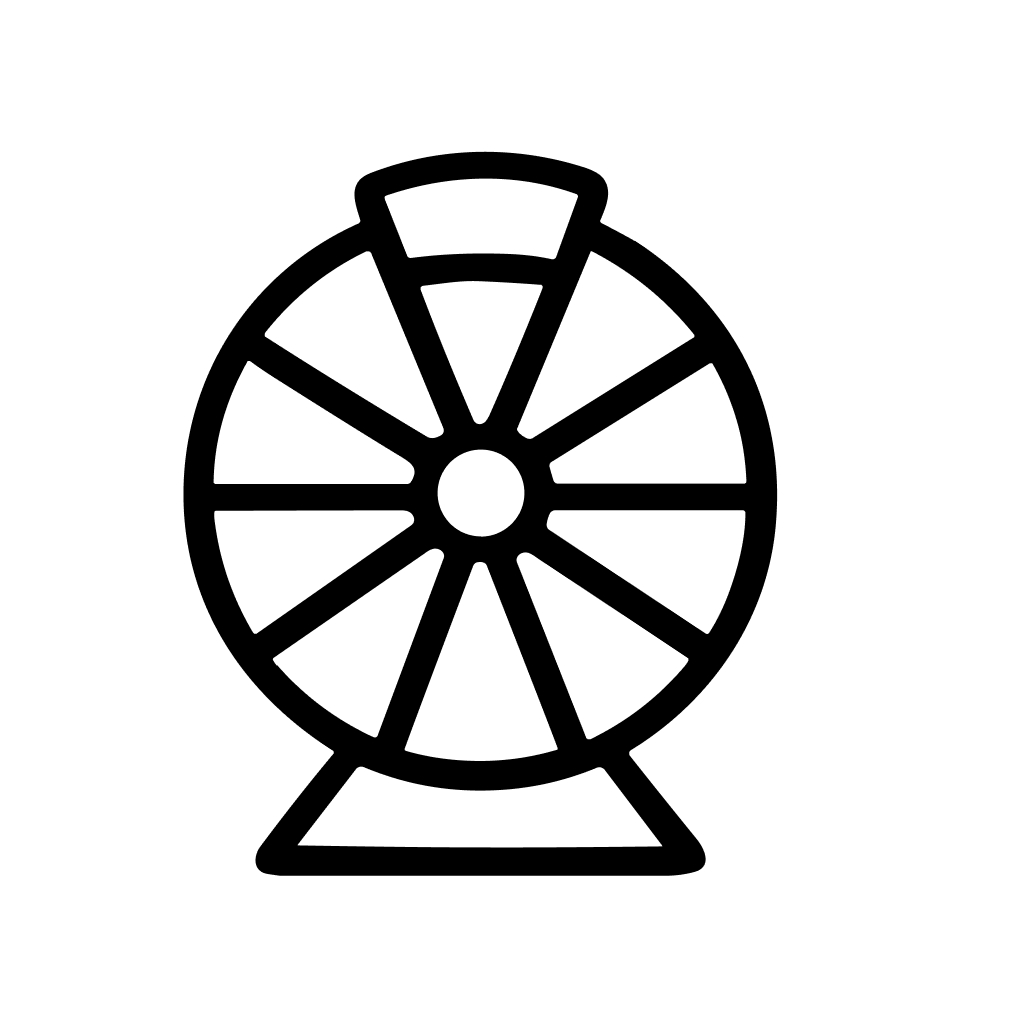 Minimalist Line Art Wheel of Fortune Luck Game Outline Icon