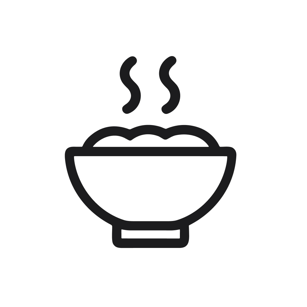 Simple Line Art Bowl with Steaming Food Illustration Graphic Element