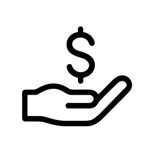 Simple Line Art Hand Holding Dollar Sign Money Investment Icon