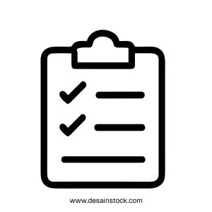 Outline Simple Clipboard Checklist Task Line Art Icon Graphic