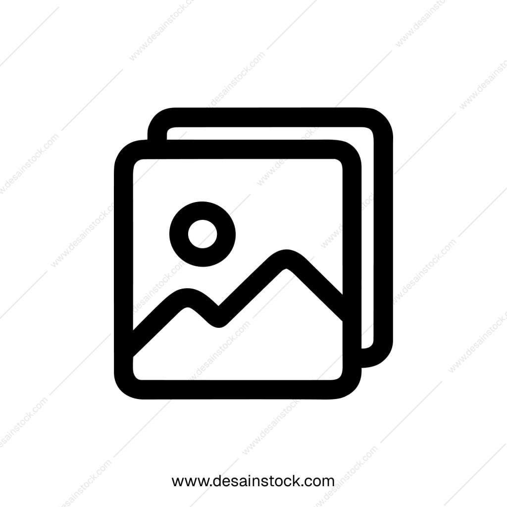 Simple Outline Media Gallery Landscape Icon, Collection of Image Design Elements