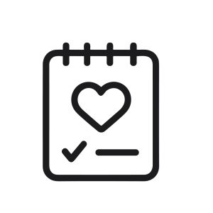 Line Art Heart Shape Notepad with Checklist and Text Document Icon