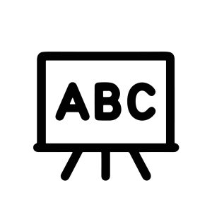 Minimalist Lineart School Blackboard ABC Letters Symbol Teaching Tool Icon