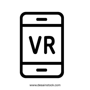 Minimalist Outline Virtual Reality VR on Smartphone Application Icon