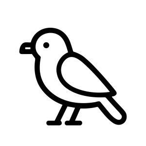 Simple Outline Graphic Bird Illustration Clip Art Cute Icon