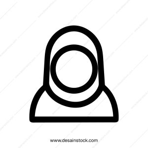 Simple Line Art Muslim Woman Hijab Outline Icon Illustration