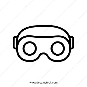 Minimalist Line Art Goggles Protection Outline Accessory Symbol Icon Design