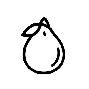 Minimalist Outline Pear with Leaf Handdrawn Fruit Food Illustration