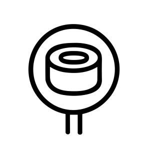 Simple Line Circle Sushi Roll Sign Icon with Stand Post