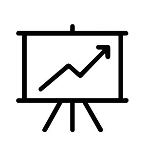 Simple Outline Presentation Board Arrow Upward Direction Chart Growth Icon