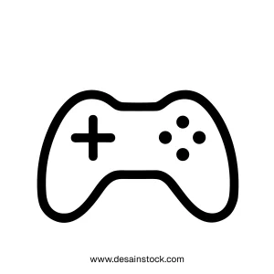 Simple Outline Gamepad Joystick Controller Device for Console Gaming