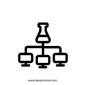 Simple Line Erlenmeyer Flask Network Connection Experiment Icon Design Element