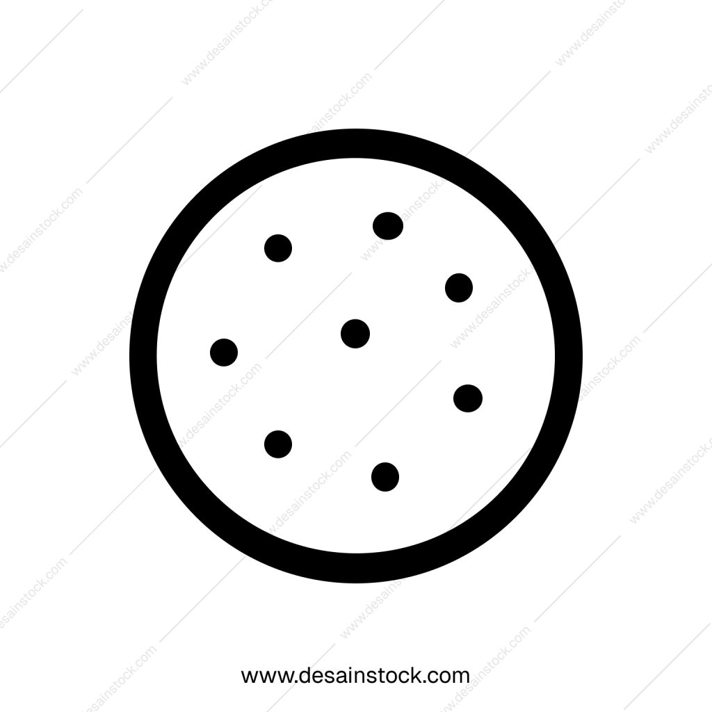 Minimalist Outline Cookie Dough with Chocolate Chips Sweet Food Icon