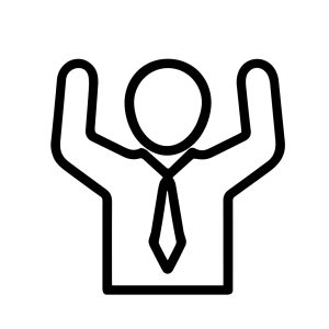 Simple Line Art Businessman with Arms Raised Celebration Illustration