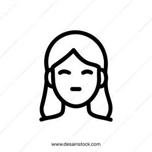 Simple Outline Style Woman Face Portrait Avatar Profile Icon