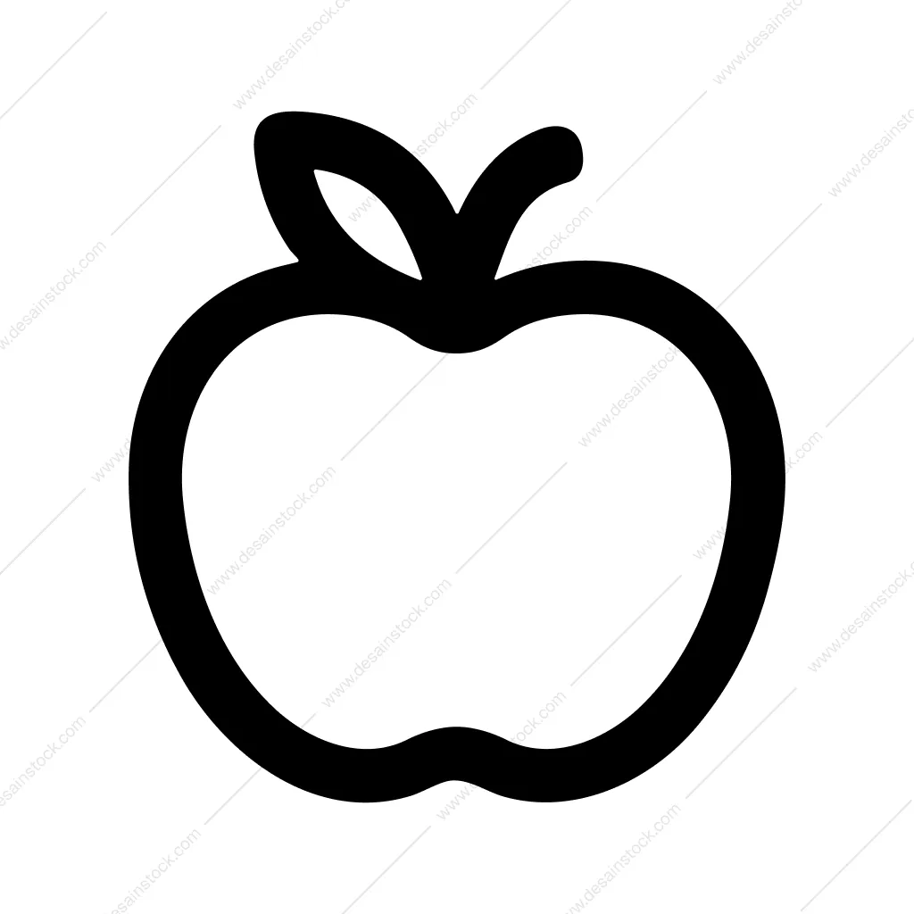Simple Outline Apple Fruit Healthy Food Icon
