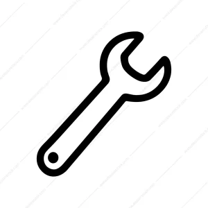 Simple Outline Spanner Wrench Tool Minimalist Line Art