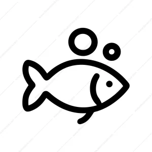 Outline Stroke Fish Bubble Minimalist Sign Graphic Icon