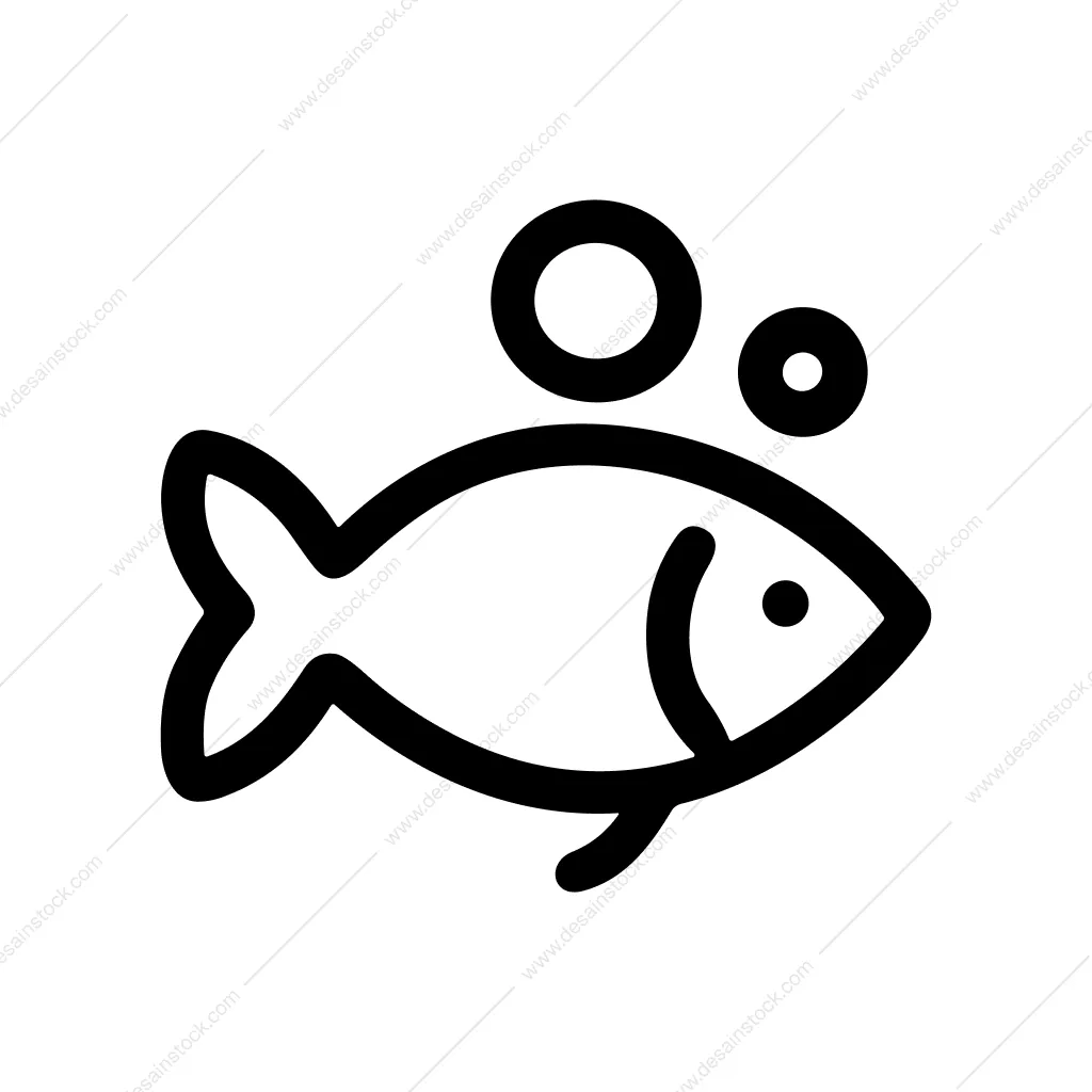 Outline Stroke Fish Bubble Minimalist Sign Graphic Icon