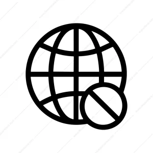 Simple Line No Globe Symbol Icon Illustration