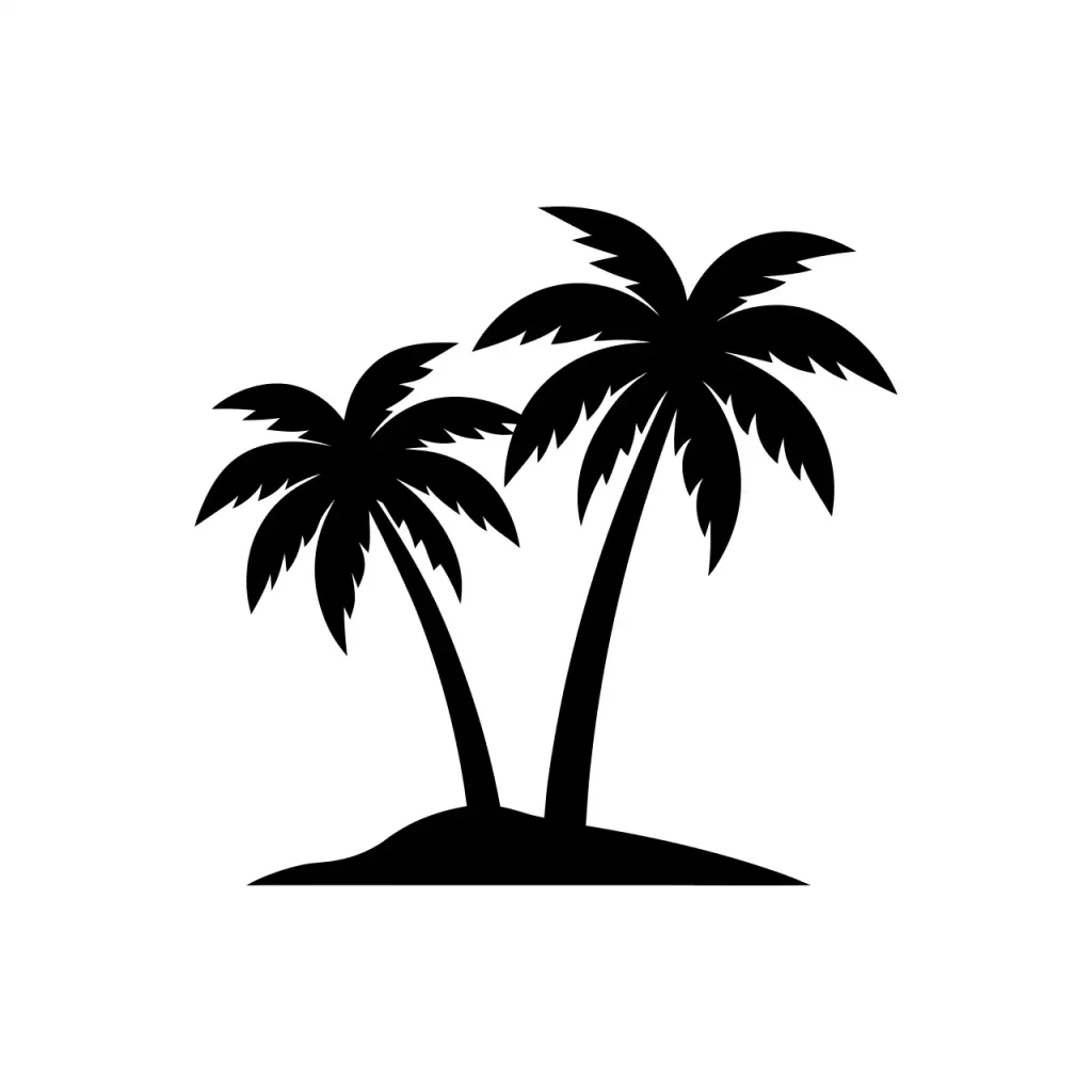 Minimalist Black Silhouette Two Palm Tree Icon