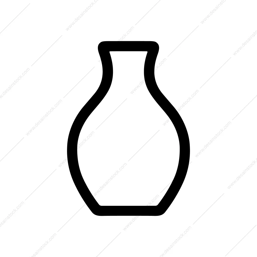 Simple Outline Black Flower Vase Shape Icon