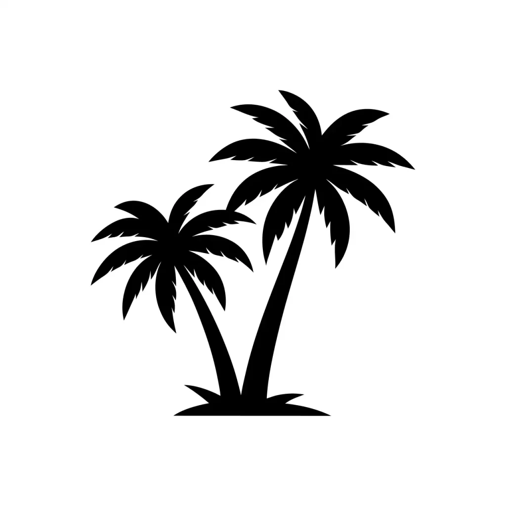 Minimalist Silhouette Palm Tree Tropical Vacation Holiday Icon